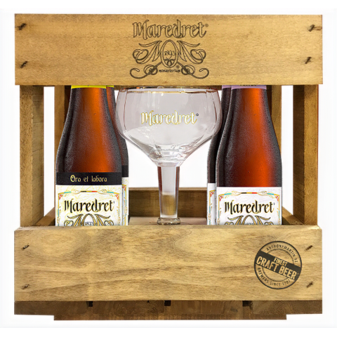 ESTUCHE MAREDRET MADERA 4 X 33CL + VASO