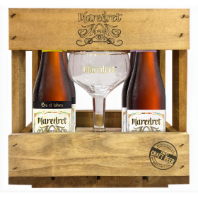 ESTUCHE MAREDRET MADERA 4 X 33CL + VASO