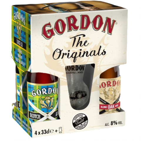 ESTUCHE GORDON FINEST MIX 4*33CL+VASO